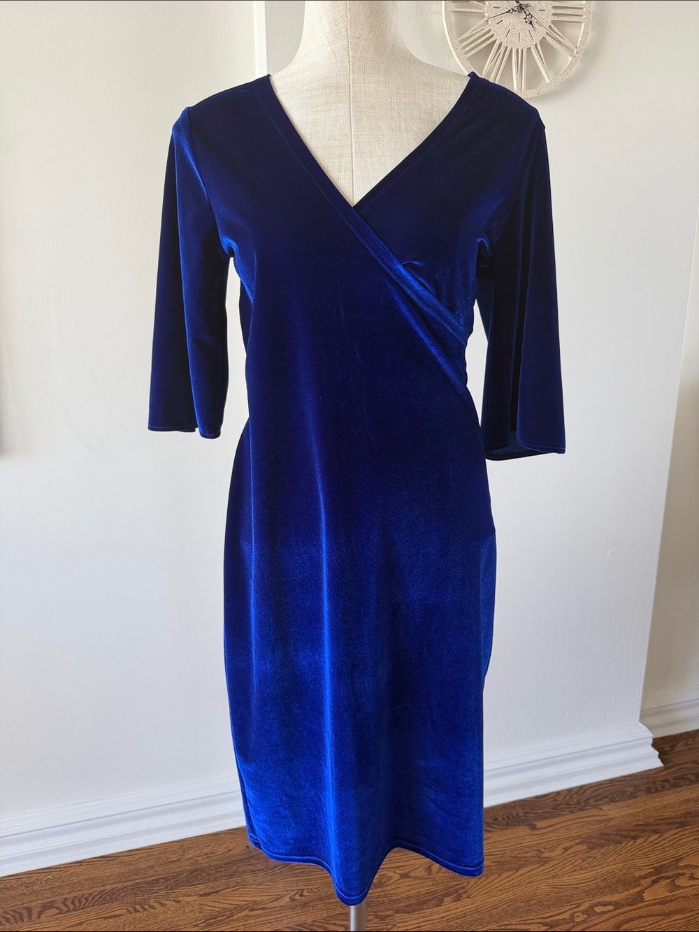 Blue Velvet Wrap Dress